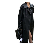 Advanced Sense Black Leather Coat Thick Loose