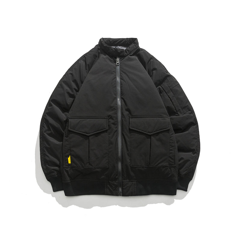 Men's Fashion Stand Collar Workwear Flight Down Jacket - WOMONA.COM