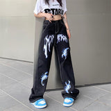 Street Print High Waist Jeans For Men And Women - WOMONA.COM