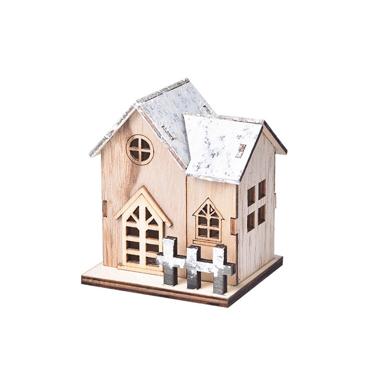 LED Luminous Wooden Christmas Small House - WOMONA.COM