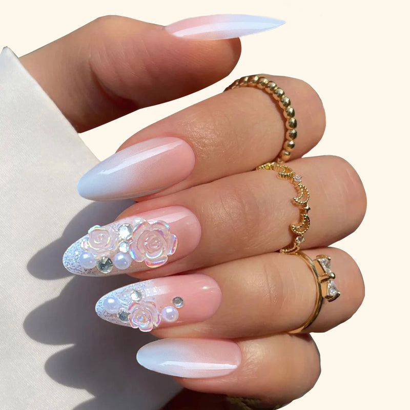 Spot Drill Preserved Flowers Fake Nails Tip Wear Manicure - WOMONA.COM