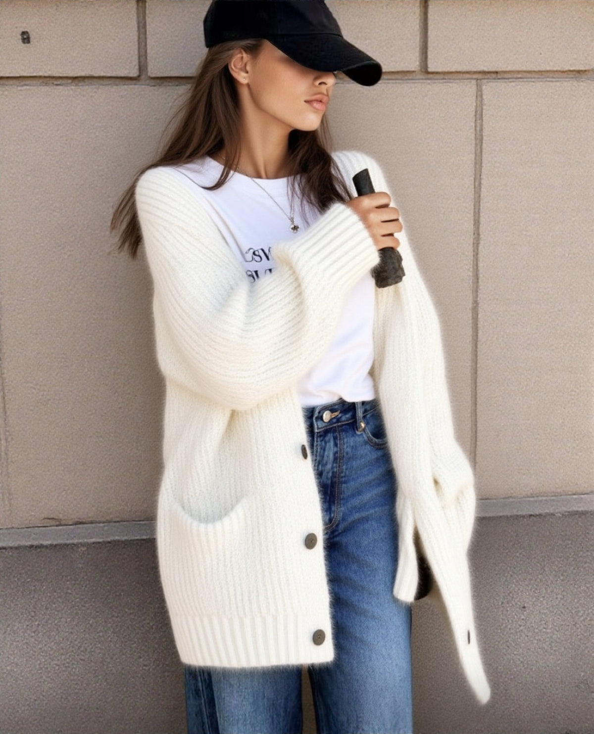 Women's V-Neck Alpaca Wool-Blend Cardigan – alternate product view 6