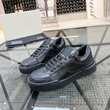 Zapatillas de deporte de moda con cordones de cuero transpirable de capa superior de piel de vaca para hombre, cómodas y de invierno