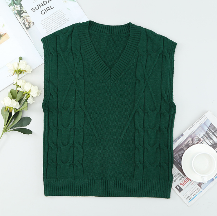 Casual Slim V-neck Pullover Sleeveless Sweater - WOMONA.COM