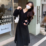 V-neck With Big Long Female Autumn French Gentle Dress - WOMONA.COM