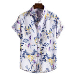 Men's Short-sleeved Casual Holiday Floral Shirt - WOMONA.COM