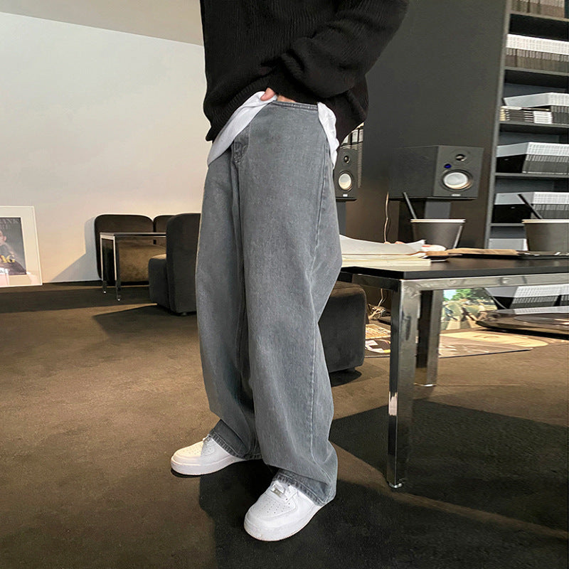 Men's Wide Leg Leisure Jeans - WOMONA.COM