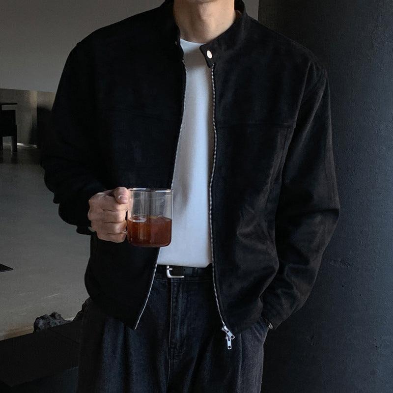 Brown Maillard Stand-up Collar Jacket - WOMONA.COM
