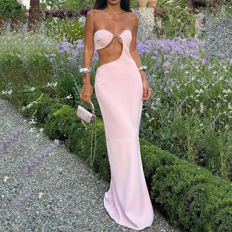 Spicy Style Hollow-out Tube Top Dress - WOMONA.COM