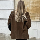 Brushed Velvet Retro Lapels Loose Suede Jacket - WOMONA.COM