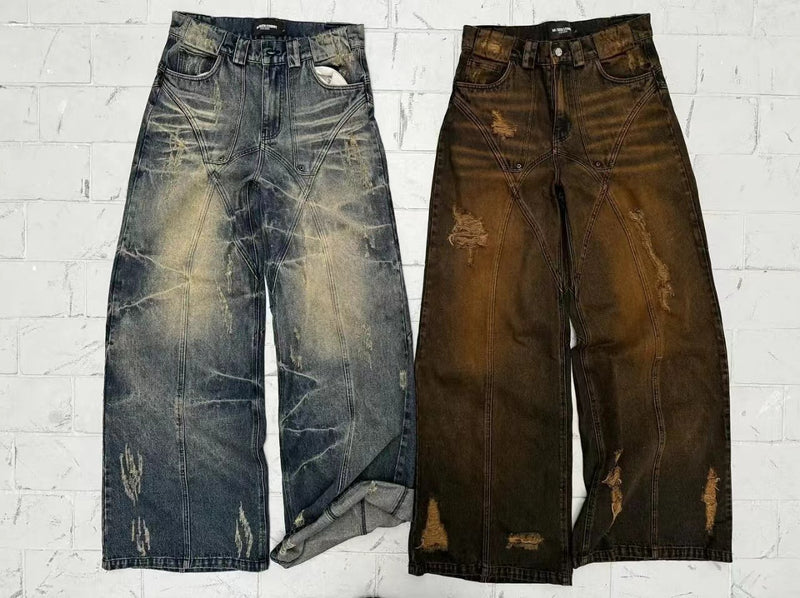 American High Street – Gerade Jeans in Schlammfärbung in Gelb