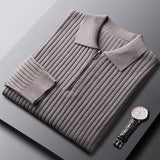 Casual Men's New Versatile Solid Color Zipper Thermal Long-sleeved Sweater