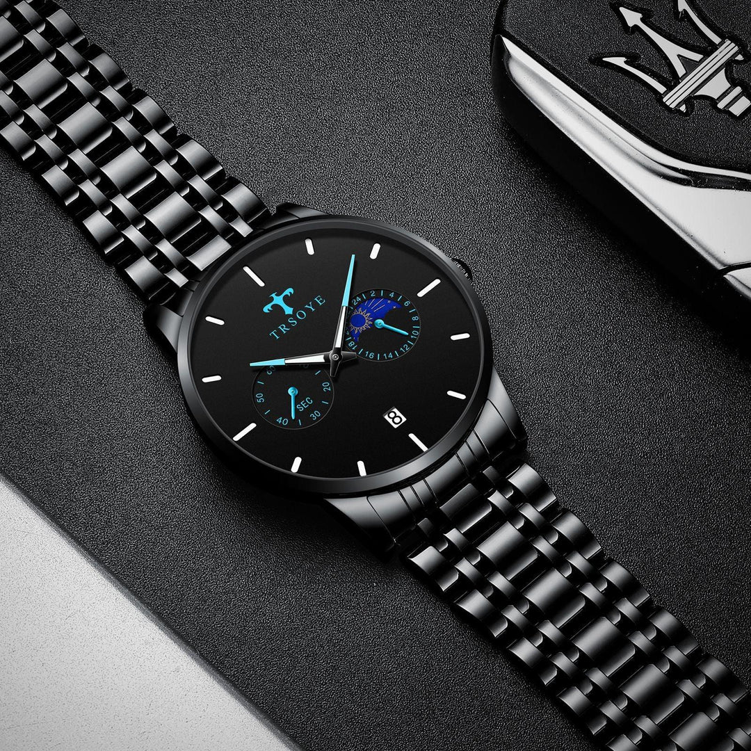 Men's Casual Waterproof Steel Belt Quartz Watch - WOMONA.COM