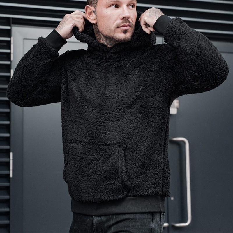 Fashion Solid Color Men's Long Sleeve Plush Hoodie - WOMONA.COM