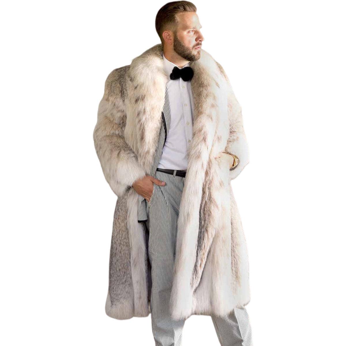 Leather Fur Coat Men's Mid-length - WOMONA.COM