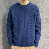 Men's Knitting Thick Yarn Fried Dough Twists Sweater - WOMONA.COM