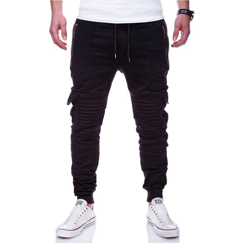 Sports Pants Striped Pleated Casual Men - WOMONA.COM