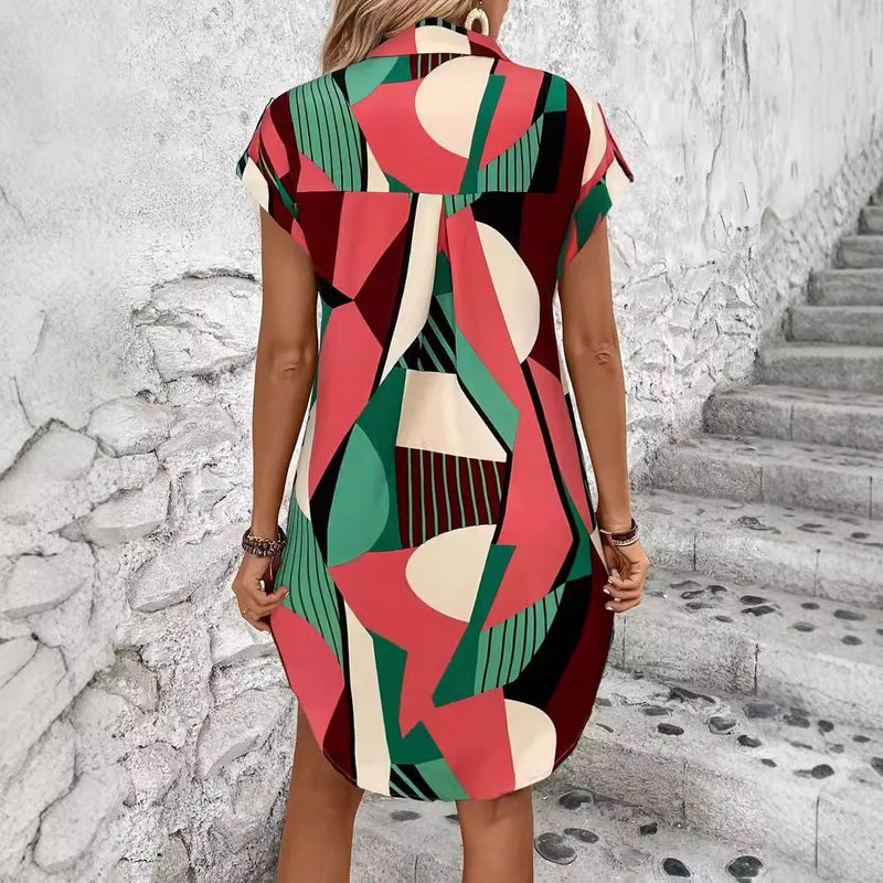 Vestido corto con estampado geométrico para mujer