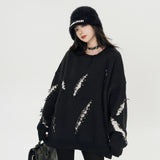 Fashion Damage Cat Beard Round Neck Sweater Men - WOMONA.COM