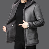 Doppelseitige Fleece-Herren-Lammwollmanteljacke