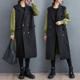 Double-layer Suit Collar Cardigan Trench Coat