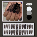 Phantom Dark Butterfly Fake Nails Long T Finished Black - WOMONA.COM