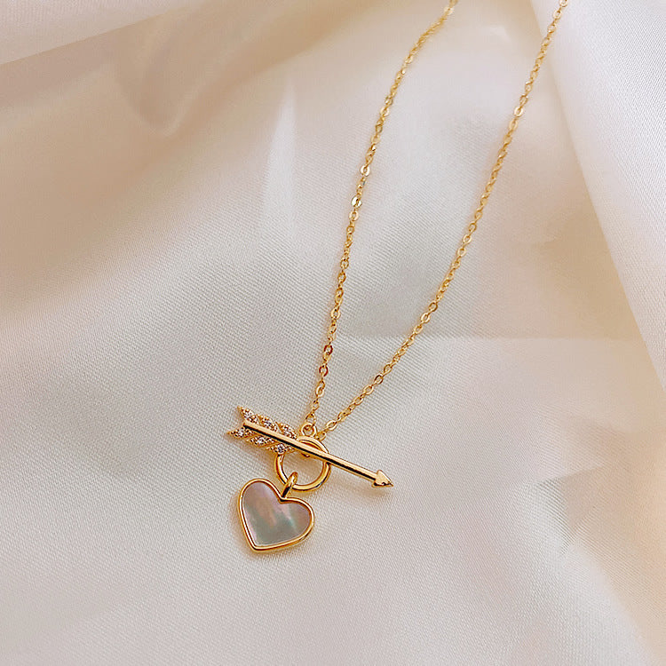 Romantic Heart Necklace Copper Zircon Pendant Necklace - WOMONA.COM