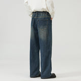 Men And Women Washed-out Vintage Wide-leg Pants - WOMONA.COM