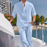 Men's Solid Color Leisure Long-sleeved Shirt - WOMONA.COM