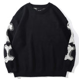 Skull Round Neck Long Sleeve Fashion Sweater - WOMONA.COM