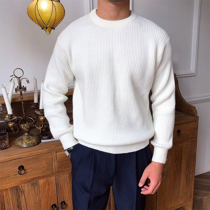 Men Long Sleeve Casual Round Neck Sweater - WOMONA.COM