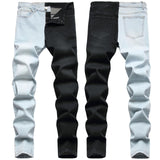 Fashion Stitching Men's Two-color Trend Stretch Jeans For Men - WOMONA.COM