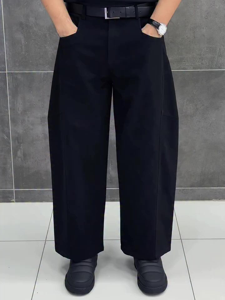 Black Tailored Wide-Leg Cropped Pants – product image 1