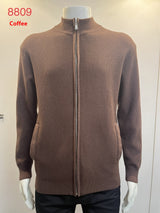 Cardigan Men's Sweater Zipper Solid Color Round Neck - WOMONA.COM