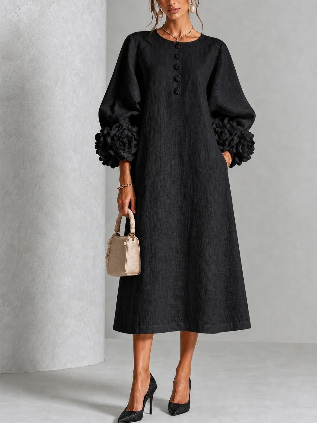 Women's floral-detail midi dress