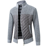 Men's Stand Collar Striped Plaid Zipper Sweater - WOMONA.COM