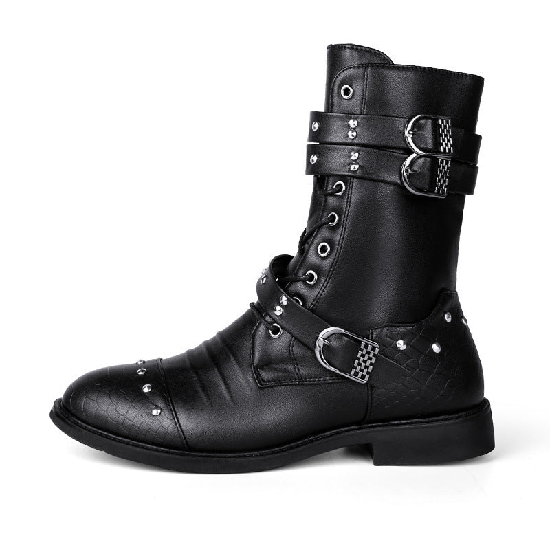 Middle Tube Leather Boots