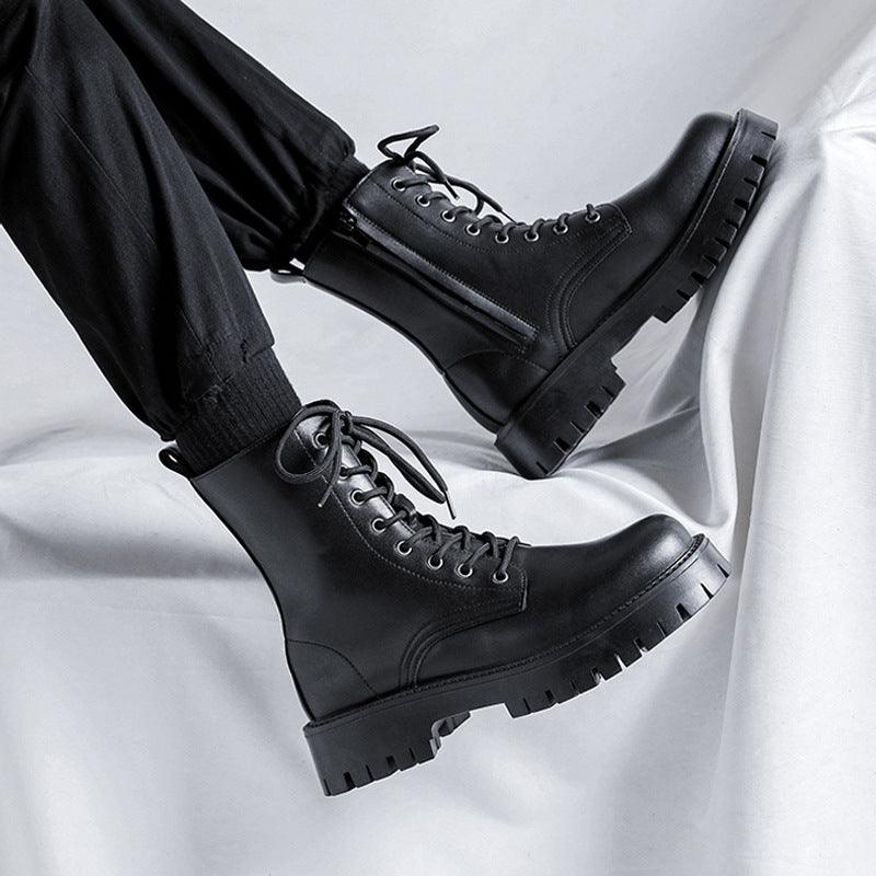 Men's Leather New High-top Boots - WOMONA.COM