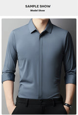 Men's Light Luxury High-end Hidden Hook Long-sleeved Shirt - WOMONA.COM