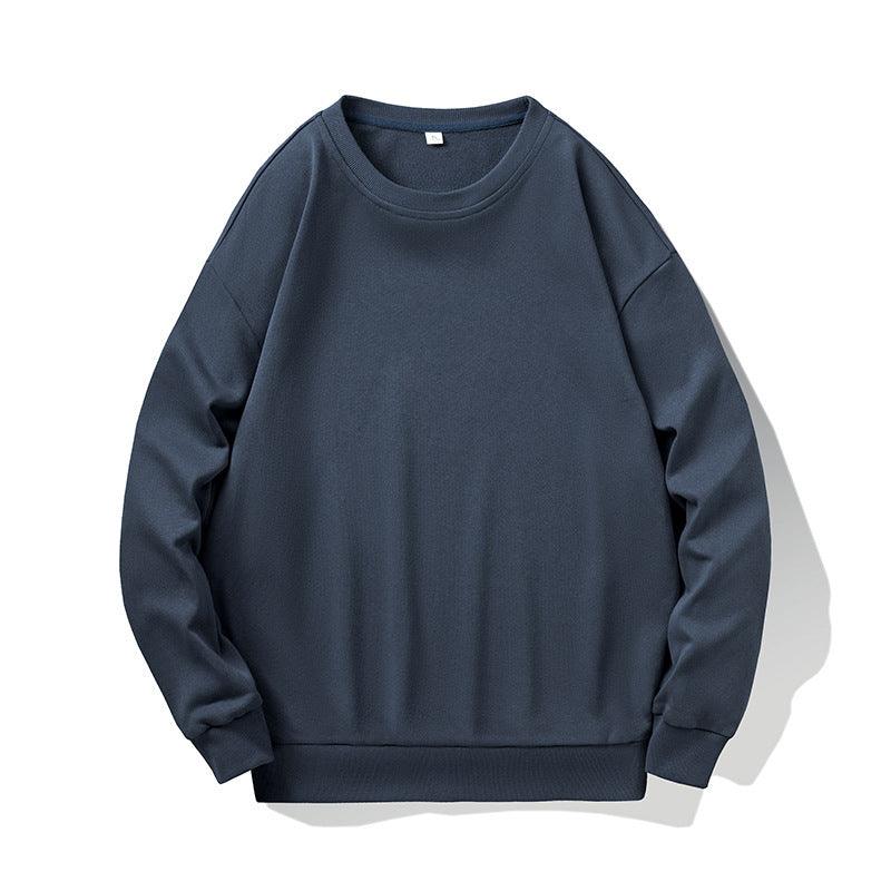 Large Solid Color Loose Shoulder Terry Round Neck Sweater - WOMONA.COM