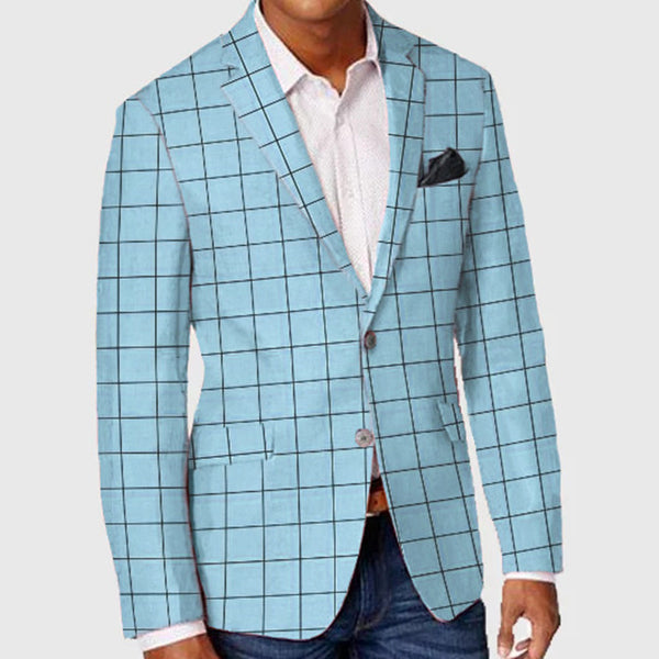 Men's Single-row Two-button Plaid Blazer - WOMONA.COM