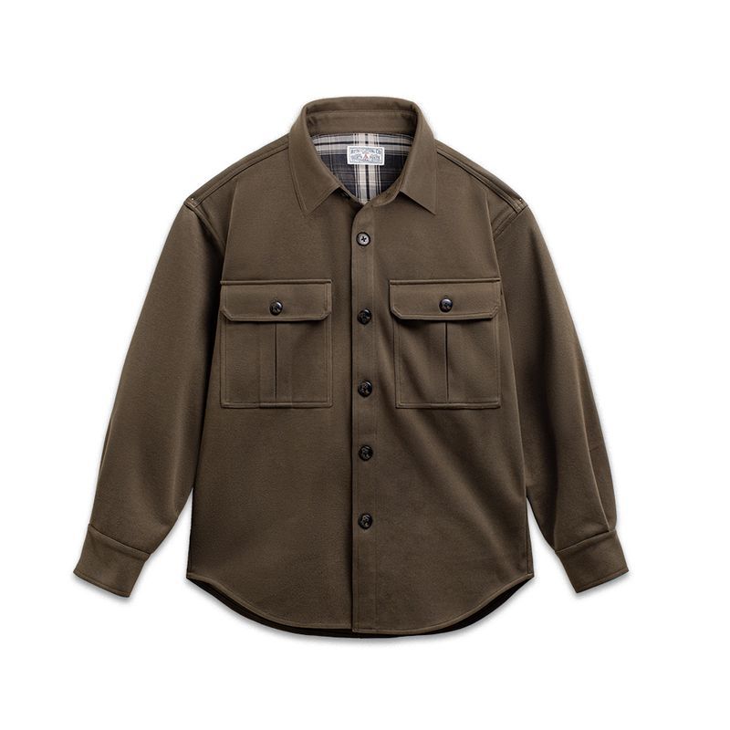 Men's Textured Double-Pocket Overshirt Jacket, Brown - product view 4