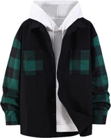 New Plaid Colorblock Long Sleeve Men's Casual Shirt