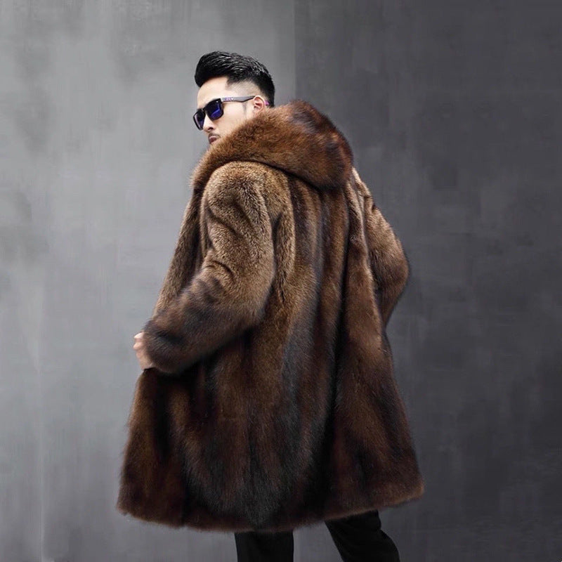 Men's Long Warm Mink Fur Coat - WOMONA.COM