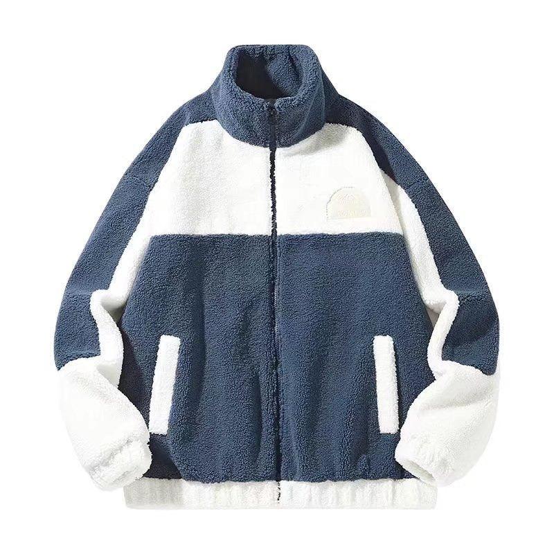 Men's Korean Trendy Lamb Fleece Stand Up Collar Jacket - WOMONA.COM
