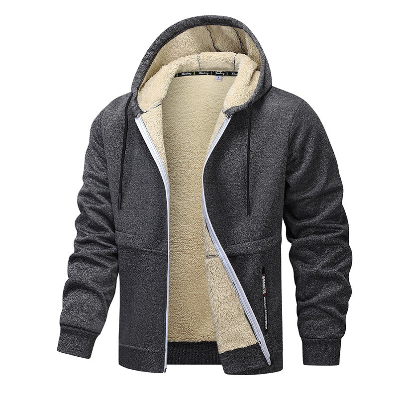 Men's sherpa-style lined zip-up hoodie