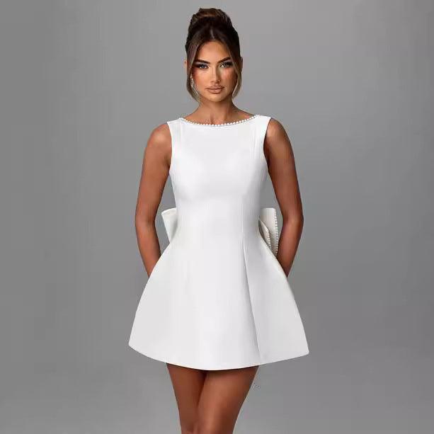 Women's Pearl Bow Fashion Slim Fit Skirt - WOMONA.COM