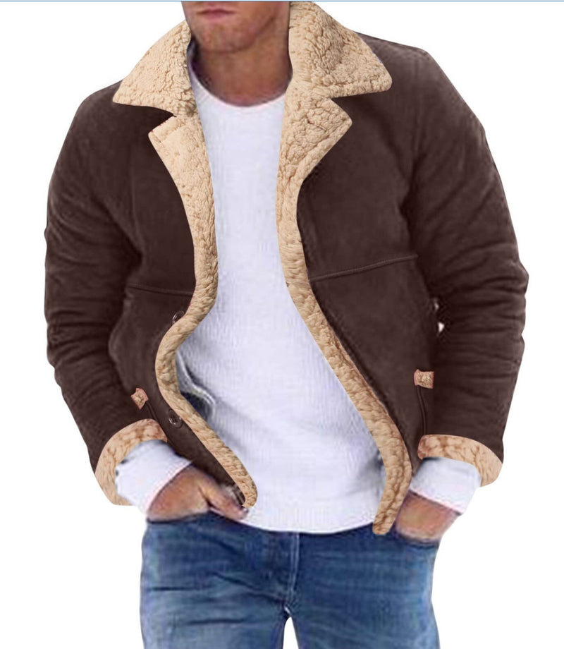 Men's Fur Integrated Fleece-lined Padded Jacket - WOMONA.COM