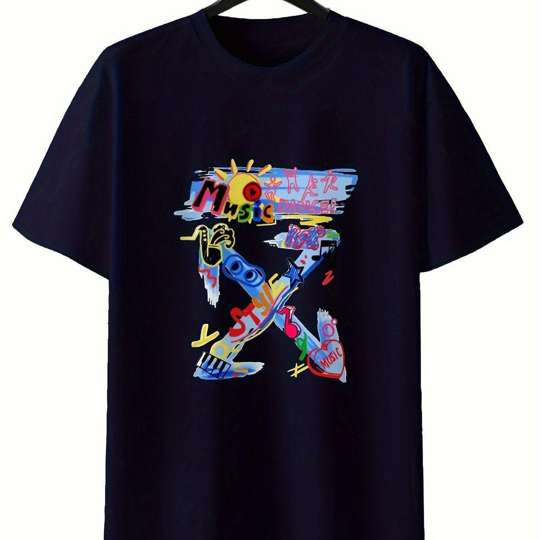 Round Neck Printed T-shirt Casual - WOMONA.COM