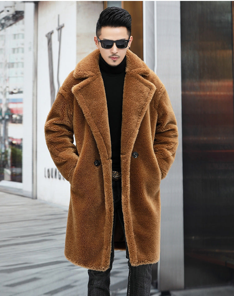 Men's Winter New Thickened Cashmere Long Warm Fur Coat - WOMONA.COM